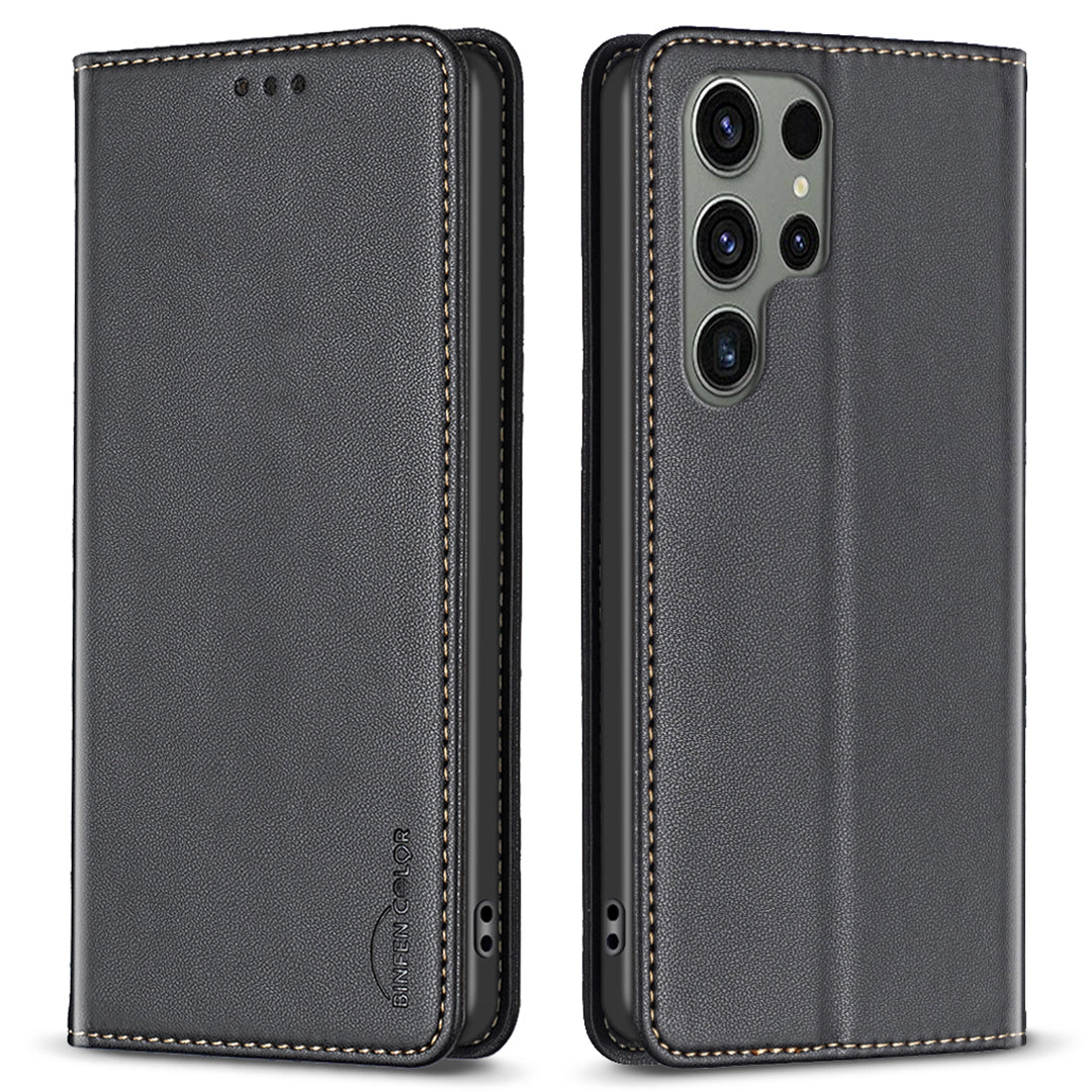 BINFEN COLOR BF18 For Samsung Galaxy S23 Ultra Magnetic Flip Leather Case Card Holder Stand Phone Cover BINFEN COLOR BF18 For Samsung Galaxy S23 Ultra Magnetic Flip Leather Case Card Holder Stand Phone Cover